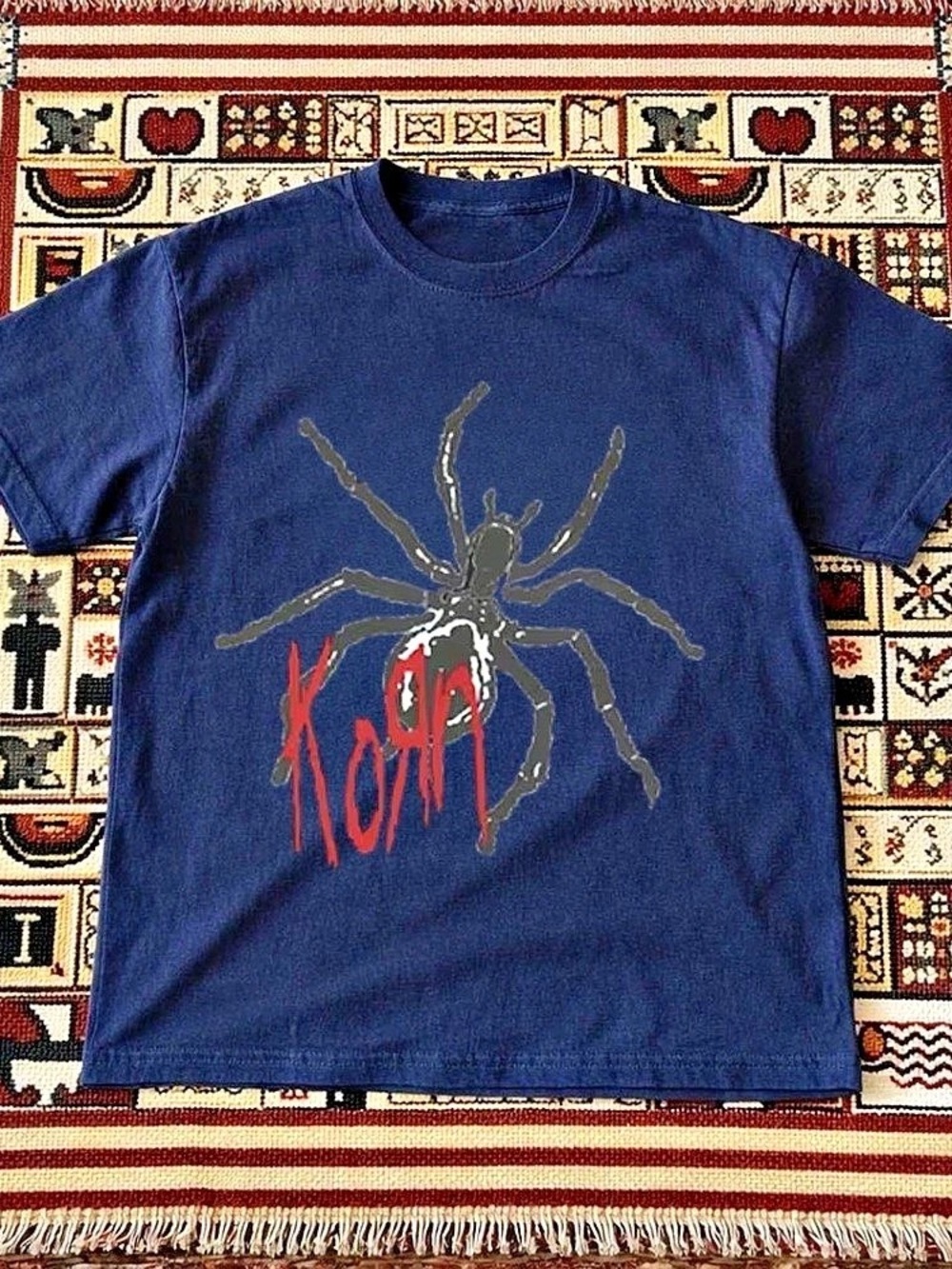 Navy shirt, Korn Spider Glitch T-Shirt Blue